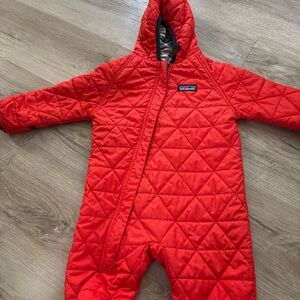 Patagonia Bright Red Quilted Infant Snowsuit
